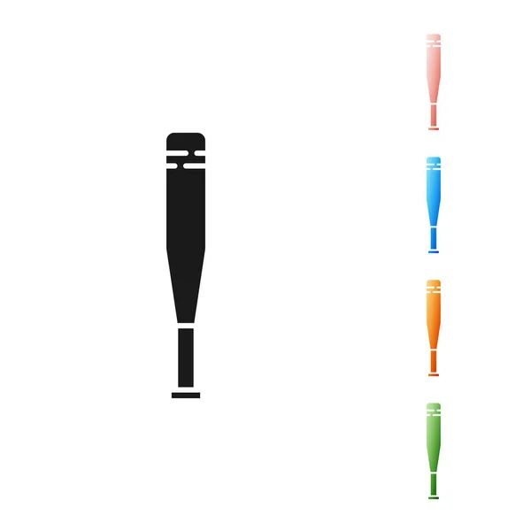 Bâton de baseball noir icône isolé sur fond blanc. Définir des icônes colorées. Illustration vectorielle — Image vectorielle