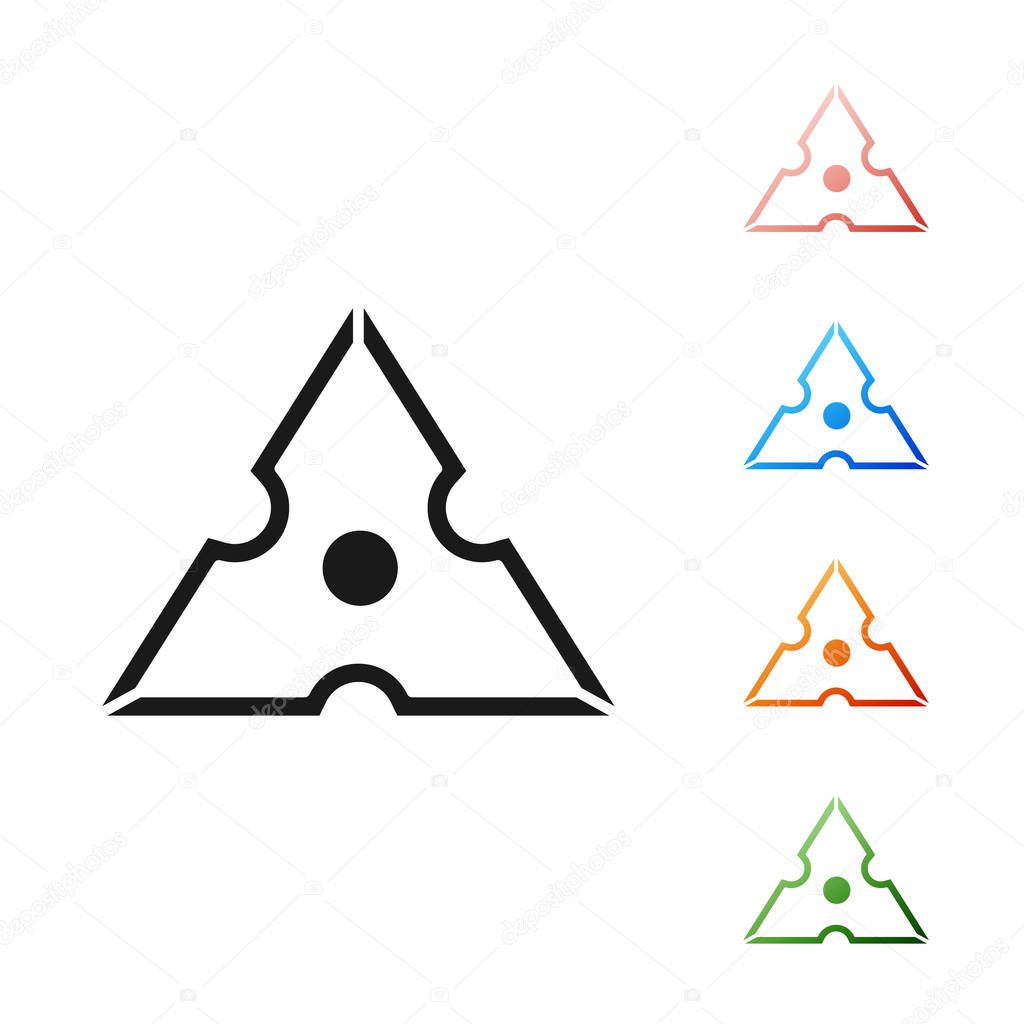 Black Japanese ninja shuriken icon isolated on white background. Set icons colorful. Vector Illustration