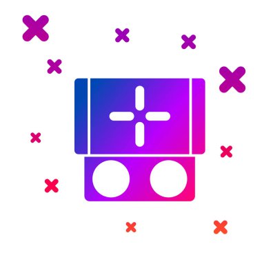 Beyaz arkaplanda renkli taşınabilir video oyun konsolu simgesi izole edildi. Av alanı tabelası. Oyun konsepti. Kademeli rastgele dinamik şekiller. Vektör İllüstrasyonu