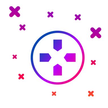 Renkli Gamepad simgesi beyaz arkaplanda izole edildi. Oyun kontrolörü. Kademeli rastgele dinamik şekiller. Vektör İllüstrasyonu