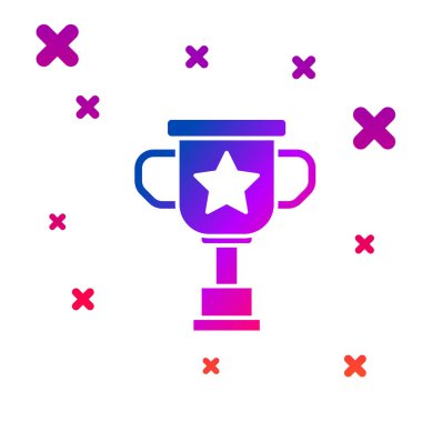 Renk Ödülü fincan simgesi beyaz arka planda izole. Kazanan Kupa sembolü. Şampiyonluk veya yarışma Kupası. Spor başarı işareti. Degrade rasgele dinamik şekiller. Vektör Illustration