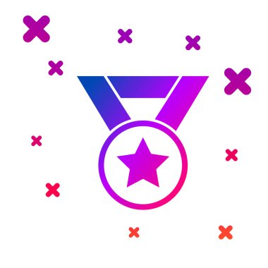 Beyaz arkaplanda renk madalyası simgesi izole edildi. Kazanan sembol. Kademeli rastgele dinamik şekiller. Vektör İllüstrasyonu