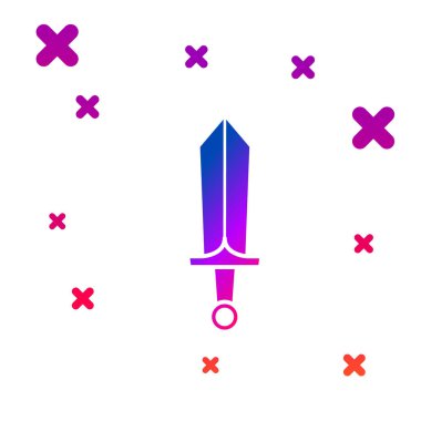 Oyun simgesi için Renkli Kılıç beyaz arkaplanda izole edildi. Kademeli rastgele dinamik şekiller. Vektör İllüstrasyonu