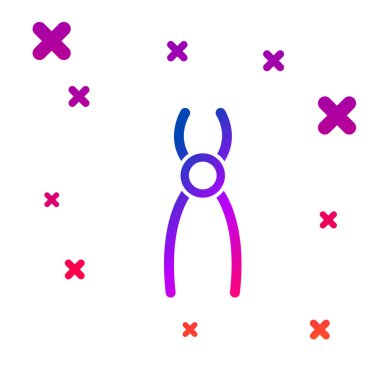 Beyaz arkaplanda izole edilmiş renk diş pensesi simgesi. Diş aletleri. Kademeli rastgele dinamik şekiller. Vektör İllüstrasyonu