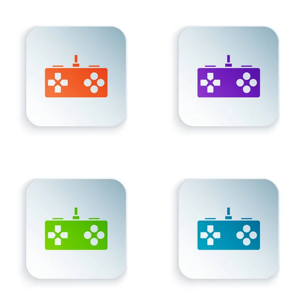 Farb-Gamepad-Symbol isoliert auf weißem Hintergrund. Spielkontrolle. setzen Sie Symbole in quadratischen Tasten. Vektorillustration — Stockvektor