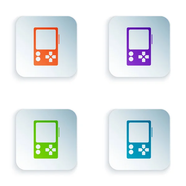 Tragbare Videospielkonsole Icon isoliert auf weißem Hintergrund. Gamepad-Zeichen. Spielkonzept. setzen Sie Symbole in quadratischen Tasten. Vektorillustration — Stockvektor