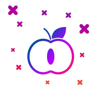 Beyaz arka planda izole renkli Apple simgesi. Yaprak sembollü meyve. Degrade rasgele dinamik şekiller. Vektör Illustration