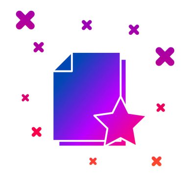 Beyaz arkaplanda izole edilmiş yıldız simgesine sahip renk belgesi. En iyi belge, favori, derecelendirme sembolü. Kademeli rastgele dinamik şekiller. Vektör İllüstrasyonu