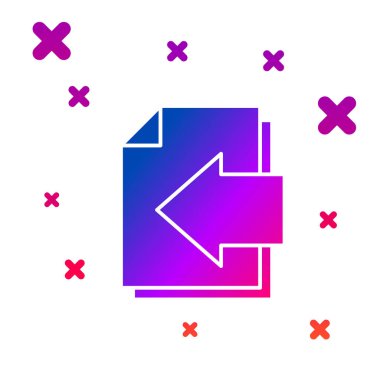 Renk Sonraki sayfa ok simgesi beyaz arkaplanda izole edildi. Oklu belge dosyası. Belge gönder. Kademeli rastgele dinamik şekiller. Vektör İllüstrasyonu