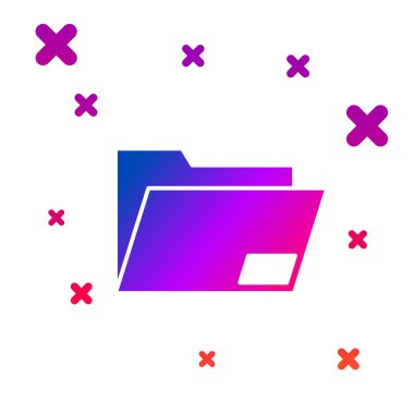 Beyaz arka planda yalıtılmış renkli belge klasör simgesi. Muhasebe bağlayıcı sembolü. Defter tutma yönetimi. Degrade rasgele dinamik şekiller. Vektör Illustration