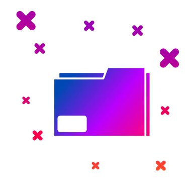 Beyaz arka planda yalıtılmış renkli belge klasör simgesi. Muhasebe bağlayıcı sembolü. Defter tutma yönetimi. Degrade rasgele dinamik şekiller. Vektör Illustration