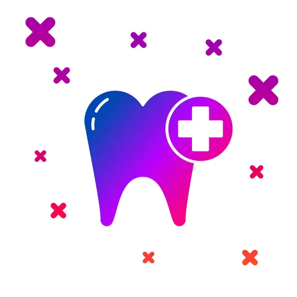 Піктограма кольору зуба ізольована на білому тлі. Символ зуба для стоматологічної клініки або стоматологічного медичного центру та пакету зубної пасти. Градієнт випадкових динамічних фігур. Векторна ілюстрація — стоковий вектор