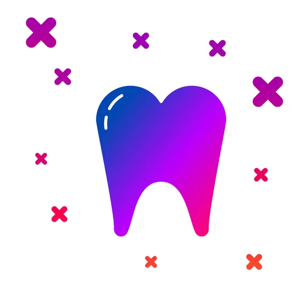 Color Icono de diente aislado sobre fondo blanco. Símbolo dental para clínica de odontología o centro médico dentista y paquete de pasta de dientes. Gradiente formas dinámicas aleatorias. Ilustración vectorial — Archivo Imágenes Vectoriales