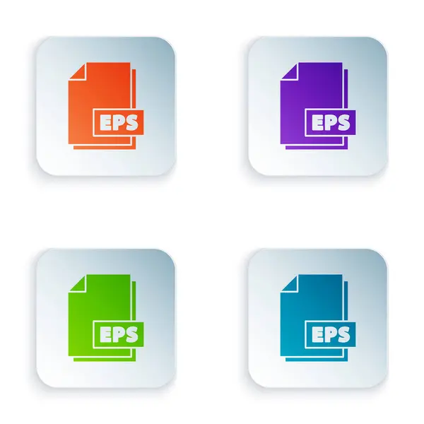 Color EPS file document. Download eps button icon isolated on white background. EPS file symbol. Set icons in square buttons. Vector Illustration — ストックベクタ