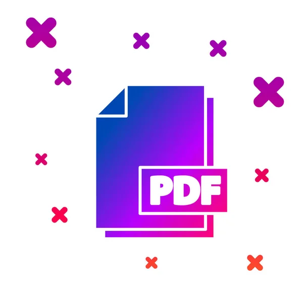 Documento PDF a color. Descargar icono del botón pdf aislado sobre fondo blanco. Símbolo archivo PDF. Gradiente formas dinámicas aleatorias. Ilustración vectorial — Vector de stock