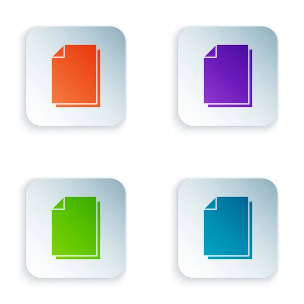 Color Document icon isolated on white background. File icon. Checklist icon. Business concept. Set icons in square buttons. Vector Illustration — ストックベクタ