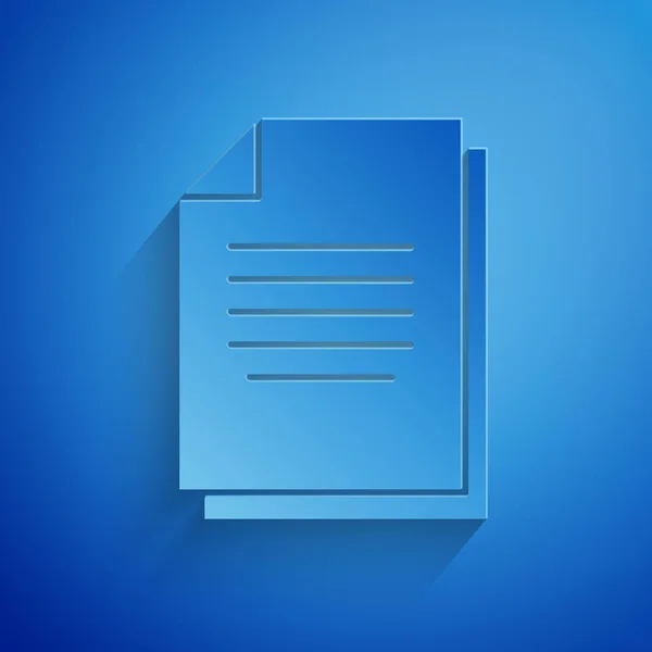 파란색 배경에 격리된 문서 잘라내기 아이콘입니다. 파일 아이콘입니다. 체크리스트 아이콘입니다. 비즈니스 개념입니다. 종이 아트 스타일입니다. 벡터 일러스트레이션 — 스톡 벡터
