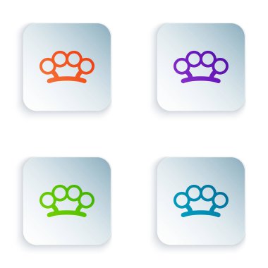 Renkli Brass eklem simgesi beyaz arkaplanda izole edildi. Kare düğmelere simgeleri yerleştir. Vektör İllüstrasyonu