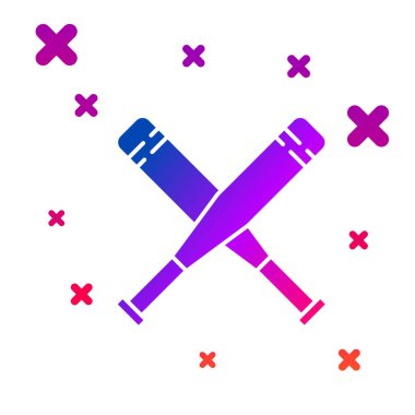 Beyaz arka planda izole edilmiş renkli beyzbol sopası simgesi. Kademeli rastgele dinamik şekiller. Vektör İllüstrasyonu