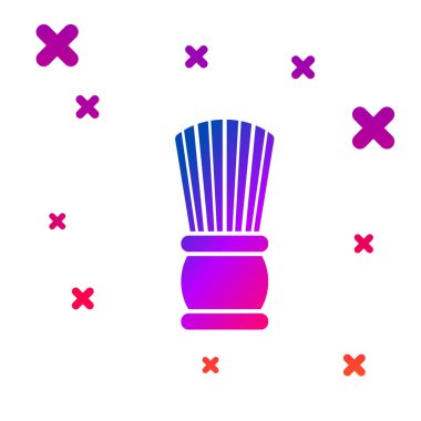 Beyaz arkaplanda renk tıraş fırçası simgesi izole edildi. Berber dükkanı sembolü. Kademeli rastgele dinamik şekiller. Vektör İllüstrasyonu