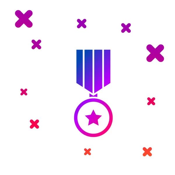 Цвет Военная медаль значок изолированы на белом фоне. Армейский знак. Градиентные случайные динамические формы. Векторная миграция — стоковый вектор