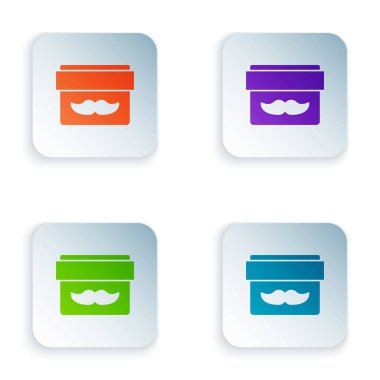 Color Cream or lotion cosmetic jar icon isolated on white background. Body care products for men. Set icons in square buttons. Vector Illustration