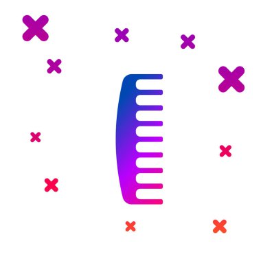 Beyaz arkaplanda renk fırçası simgesi izole edildi. Taraklı saç işareti. Berber sembolü. Kademeli rastgele dinamik şekiller. Vektör İllüstrasyonu