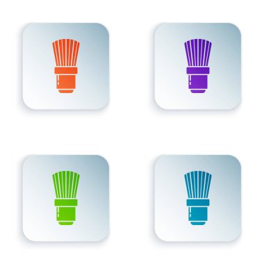 Color Shaving brush icon isolated on white background. Barbershop symbol. Set icons in square buttons. Vector Illustration