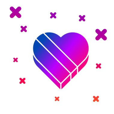 Color Candy in heart shaped box icon isolated on white background. Valentines Day. Gradient random dynamic shapes. Vector Illustration