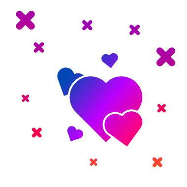 Renk Kalbi simgesi beyaz arkaplanda izole edildi. Romantik sembol, bağlanma, tutku ve düğün. Sevgililer Günü sembolü. Kademeli rastgele dinamik şekiller. Vektör İllüstrasyonu