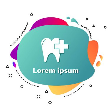 Diş bakımı için beyaz diş kliniği beyaz arka planda izole edilmiş. Sıvı şekilli soyut pankart. Vektör İllüstrasyonu