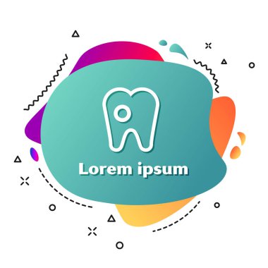 Beyaz Dişli, beyaz arkaplanda izole edilmiş bir simge. Diş çürüğü. Sıvı şekilli soyut pankart. Vektör İllüstrasyonu