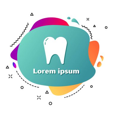 Beyaz Diş simgesi beyaz arkaplanda izole edildi. Diş hekimliği kliniği veya diş hekimliği merkezi ve diş macunu paketi için diş sembolü. Sıvı şekilli soyut pankart. Vektör İllüstrasyonu