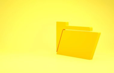 Sarı Belge dosya simgesi sarı arkaplanda izole edildi. Muhasebe klasörü sembolü. Muhasebe yönetimi. Minimalizm kavramı. 3d illüstrasyon 3d canlandırma