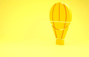 Sarı Sıcak Hava Balonu ikonu sarı arka planda izole edildi. Seyahat için hava taşımacılığı. Minimalizm kavramı. 3d illüstrasyon 3B canlandırma