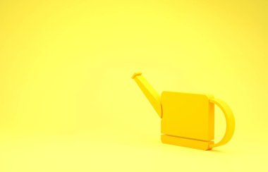 Sarı Su Kutusu ikonu sarı arkaplanda izole edildi. Sulama sembolü. Minimalizm kavramı. 3d illüstrasyon 3d canlandırma