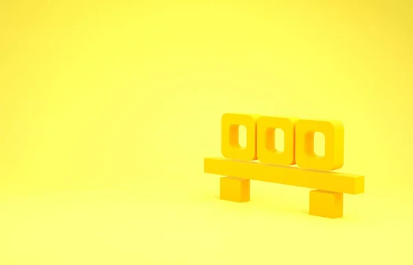 Sushi amarillo en el icono de la tabla de cortar aislado sobre fondo amarillo. Sushi de comida asiática sobre tabla de madera. Concepto minimalista. 3D ilustración 3D render —  Fotos de Stock