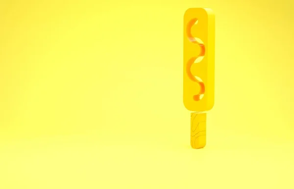 Icono de helado amarillo aislado sobre fondo amarillo. Dulce símbolo. Concepto minimalista. 3D ilustración 3D render —  Fotos de Stock