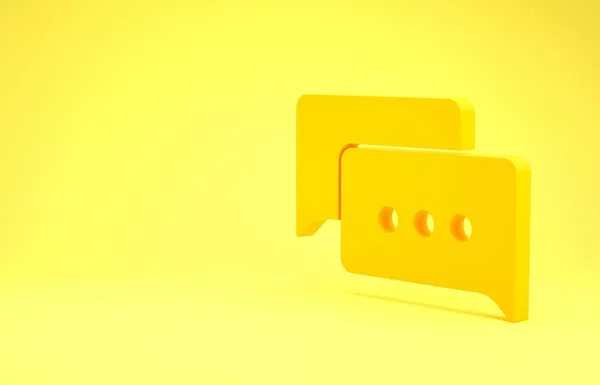 Icono de chat de burbuja de habla amarilla aislado sobre fondo amarillo. Icono del mensaje. Comunicación o comentario símbolo de chat. Concepto minimalista. 3D ilustración 3D render — Foto de Stock