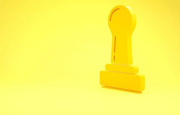 Icona timbro giallo isolato su sfondo giallo. Concetto minimalista. Illustrazione 3d rendering 3D — Foto Stock