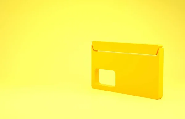 Icono de sobre amarillo aislado sobre fondo amarillo. Mensaje de correo electrónico símbolo de letra. Concepto minimalista. 3D ilustración 3D render — Foto de Stock