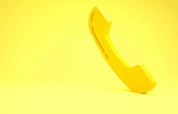 Telefone amarelo ícone aparelho isolado no fundo amarelo. Sinal de telefone. Conceito de minimalismo. 3D ilustração 3D render — Fotografia de Stock