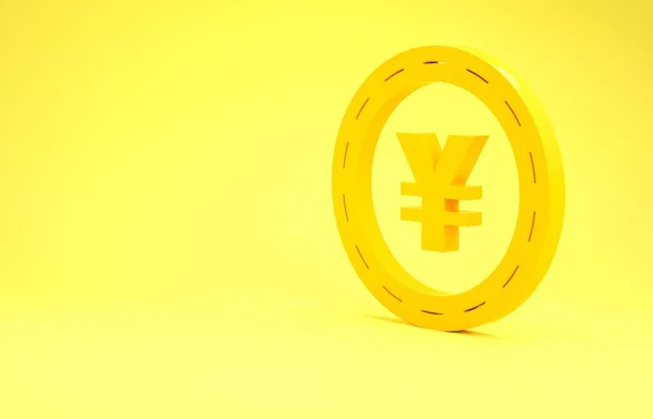 黄色の背景に円記号のアイコンで黄色のコインお金。銀行の通貨記号。現金記号。最小限の概念。3Dイラスト3Dレンダリング — ストック写真