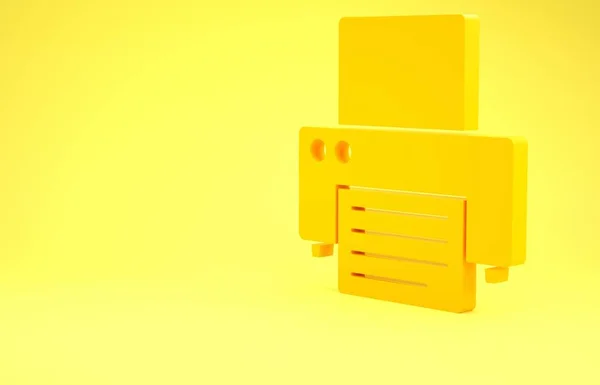 Желтый значок принтера выделен на желтом фоне. Концепция минимализма. 3D-рендеринг — стоковое фото