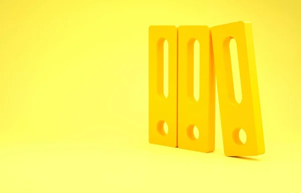 Carpetas de oficina amarillas con el icono de papeles y documentos aislados sobre fondo amarillo. Aglutinantes de oficina. Carpeta de archivos signo. Concepto minimalista. 3D ilustración 3D render —  Fotos de Stock