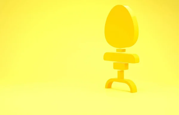 Ícone da cadeira do escritório amarelo isolado no fundo amarelo. Conceito de minimalismo. 3D ilustração 3D render — Fotografia de Stock