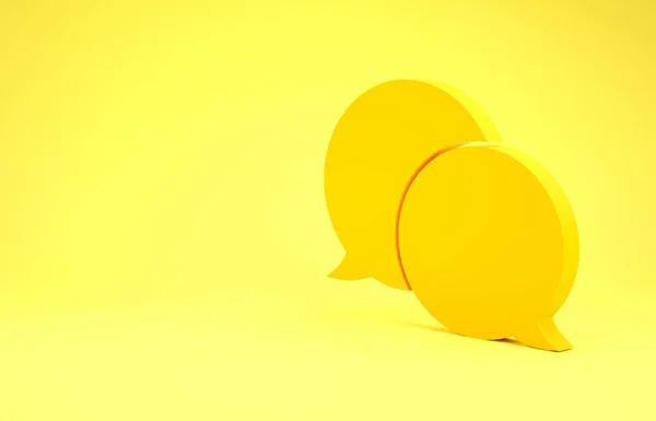 Sarı Konuşma Kabarcığı sohbet simgesi sarı arkaplanda izole edildi. İleti simgesi. İletişim ya da yorum sohbet sembolü. Minimalizm kavramı. 3d illüstrasyon 3d canlandırma — Stok fotoğraf