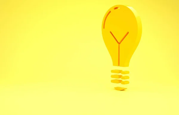 Ampoule jaune avec concept d'icône d'idée isolé sur fond jaune. Énergie et symbole d'idée. Concept d'inspiration. Concept de minimalisme. Illustration 3D rendu 3D — Photo