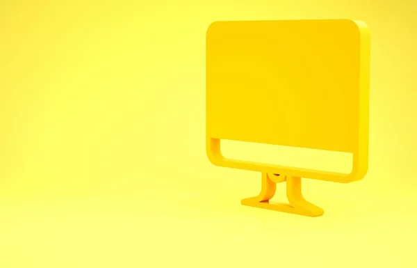 Yellow Computer monitor screen icon isolated on yellow background. Electronic device. Front view. Minimalism concept. 3d illustration 3D render — Stock Photo, Image