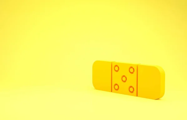 Icono de yeso de vendaje amarillo aislado sobre fondo amarillo. Yeso médico, vendaje adhesivo, vendaje de tela flexible. Concepto minimalista. 3D ilustración 3D render — Foto de Stock